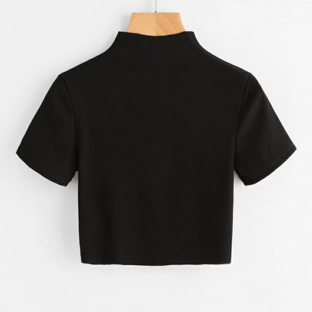 One pair of black and white cropped tee